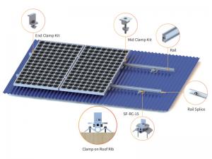 Suporte de telhado de metal SolFirsTech - Grampos de telhado ondulados